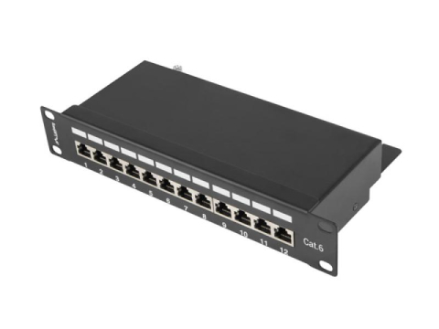 Retelistica - Patch panel 12 porturi 1U Cat.6 FTP negr