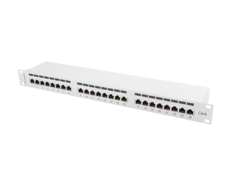 Retelistica - Patch panel 24 porturi 1U Cat.6 FTP gri
