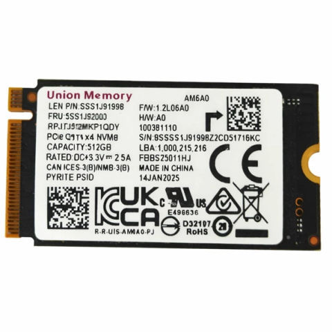 SSD Union Memory, 256GB, M.2 2242, PCIe Gen 4.0 x4, bulk