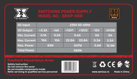 SURSA PC SERIOUX 550W 80+ BRONZE FAN12CM [1]