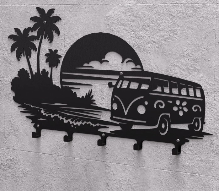 Cuier de perete scenă de Apus pe Plaja Hippie [3]