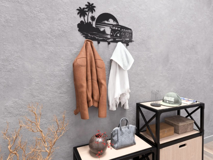 Cuier de perete scenă de Apus pe Plaja Hippie [2]