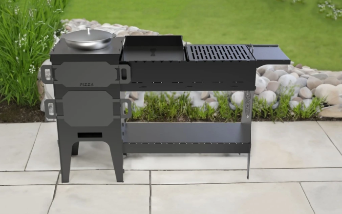 Cuptor pizza multifuncțional cu sobă pentru ceaun și grătar exterior [2]