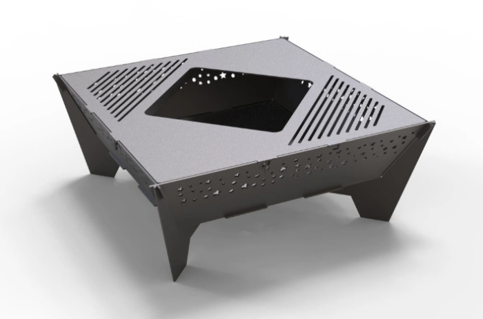Vatră de foc cu grătar pătrată 1000 mm – semineu exterior pentru curte și grădină [3]