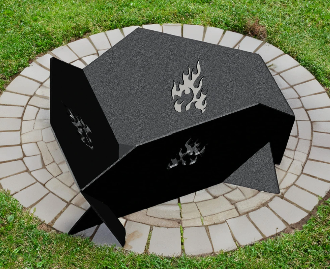 Vatră de foc triunghiulară 800 mm – semineu exterior pentru curte și grădină [2]