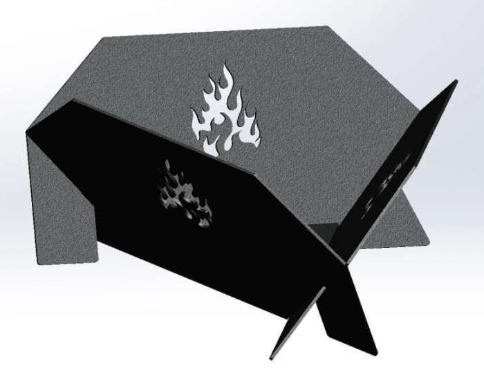 Vatră de foc triunghiulară 800 mm – semineu exterior pentru curte și grădină [3]