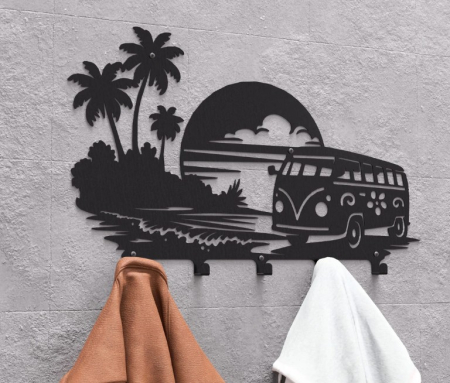 Casă și grădină - Cuier de perete scenă de Apus pe Plaja Hippie