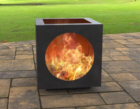 Vetre de foc și Grătare - Semineu de exterior cu design de cub