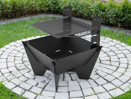Vetre de foc și Grătare - Vatră de foc cu grătar pătrată 600 – semineu exterior pentru curte și grădină