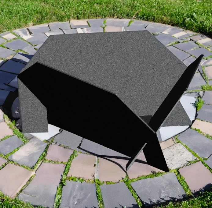 Vetre de foc din metal - vatra-de-foc-triunghiulara-otel-gradina-design-modern