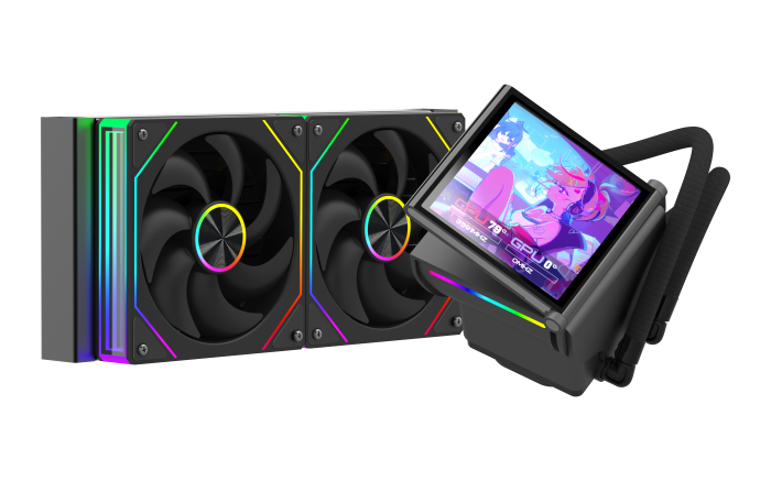 Calculator Gaming Ambra Black Glacier i5-14600KF pana la 5.3GHz, 32GB, 1TB SSD, RTX5060 8GB GDDR7 cu racire pe lichid GlacierView 240 cu display 4", 5 ventilatoare ARGB incluse, Wi-Fi 6 si Windows 11  [2]