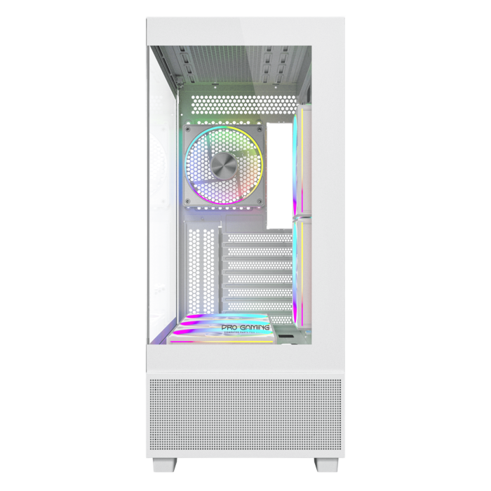 Carcasa ProGaming Kian V2, Middle Tower, ATX, Fără Sursă, 6 Ventilatoare ARGB, Display Digital, Alb [2]