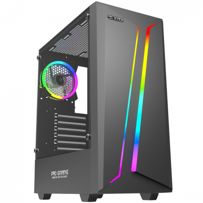 Carcasa ProGaming Scar V2 , Middle Tower, ATX, Fara sursa, 1 Ventilator RGB, Negru [1]
