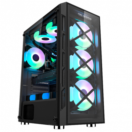 Carcasa ProGaming Triple X cu sursa 650W Bronze, Middle Tower, ATX, 4 Ventilatoare ARGB, Negru [1]