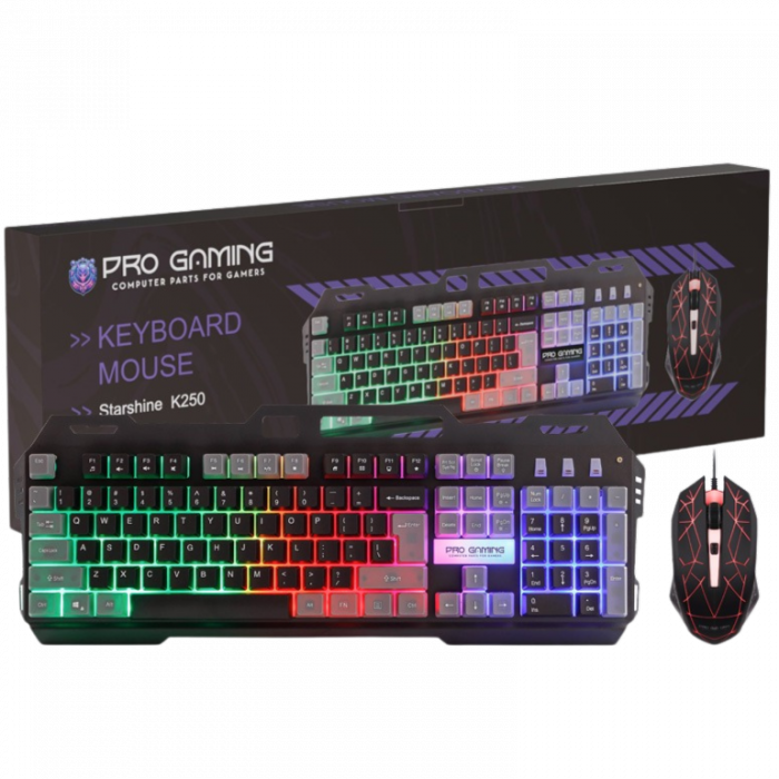 Kit 2 in 1 Pro Gaming K250, Mouse, Tastatura RGB, USB [1]
