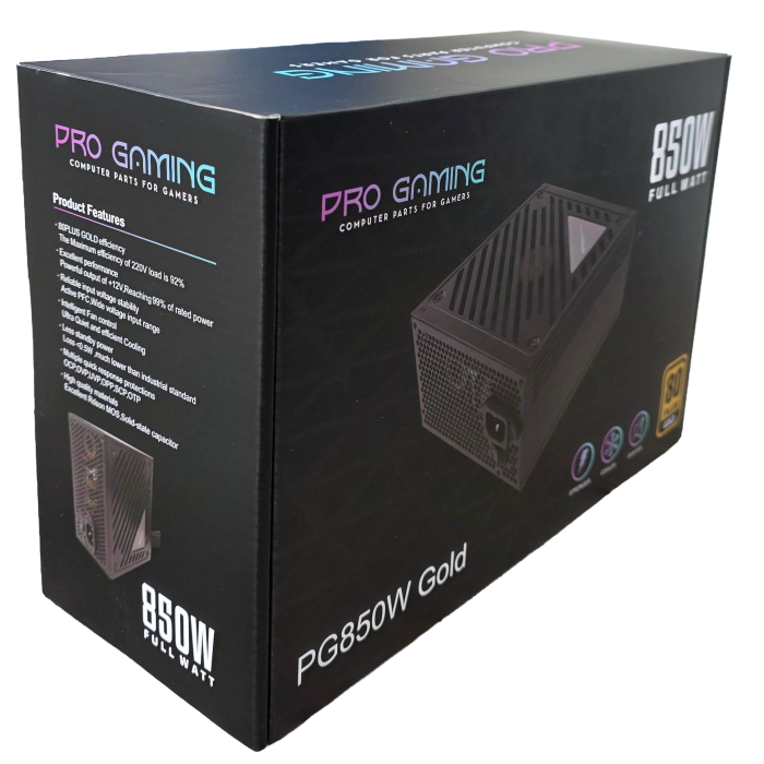 Sursa alimentare ProGaming 850W Full Watt, 80PLUS Gold, Active PFC, Ultra Quiet, Negru [2]