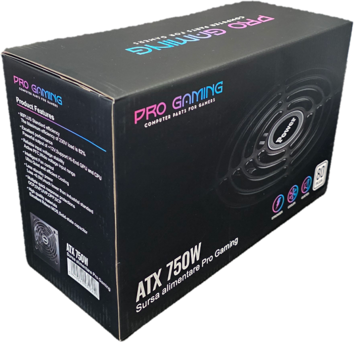Sursa alimentare ProGaming ATX 750W, 80PLUS Standard, Active PFC, Ultra Quiet, Negru [2]