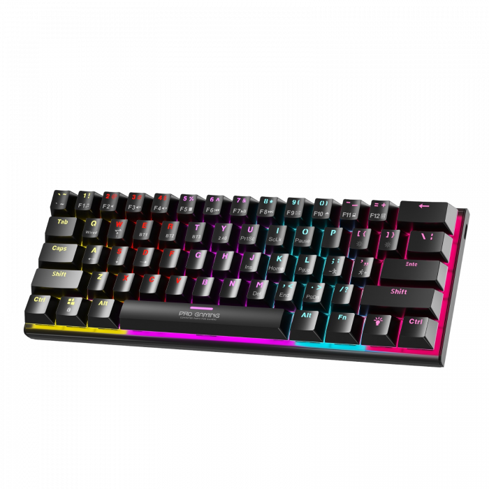 Tastatura mecanica Pro Gaming Venom K1, wireless/usb type-c/bluetooth, RGB, 61 taste, 3 pin hotswap switch, outemu black [1]