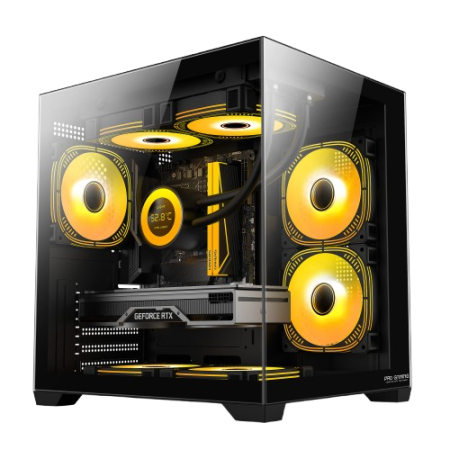 Calculatoare gaming - Calculator Gaming Ambra Black Glacier i5-14600KF pana la 5.3GHz, 32GB, 1TB SSD, RTX5060 8GB GDDR7 cu racire pe lichid GlacierView 240 cu display 4", 5 ventilatoare ARGB incluse, Wi-Fi 6 si Windows 11 