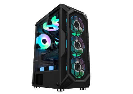 Calculatoare gaming - Calculator Gaming Hive Black Ice i5-14600KF pana la 5.3GHz, 32GB, 2TB SSD, RTX5060Ti 8GB GDDR7 cu racire pe lichid IcePulse 360 cu display digital, 4 ventilatoare ARGB incluse, Wi-Fi 6 si Windows 11 i