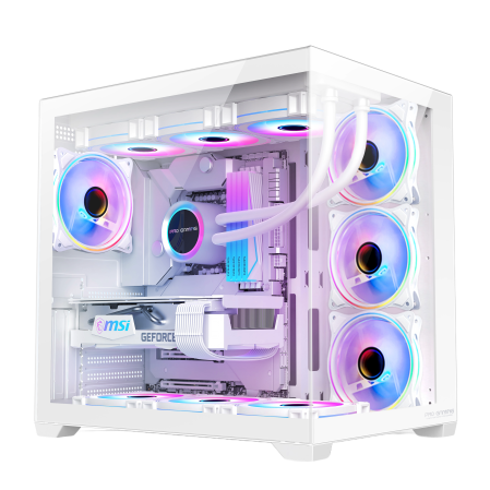 Calculatoare gaming - Calculator Gaming  Elite White Glacier i5-14600KF, 32GB RAM, 1TB SSD, RTX5060 8GB GDDR7, racire lichid, Wi-Fi 6, Windows 11, 4" display