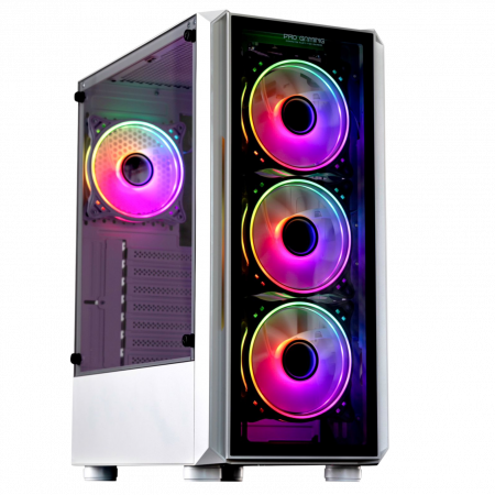 Carcase Gaming - Carcasa ProGaming Bastion cu sursa 650W Bronze, Middle Tower, ATX, 4 Ventilatoare ARGB, Alb