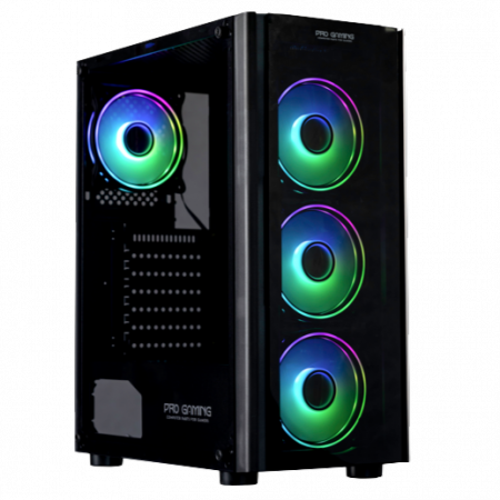 Carcase Gaming - Carcasa ProGaming Blaze, Middle Tower, ATX, Fara sursa, 4 Ventilatoare ARGB, Negru