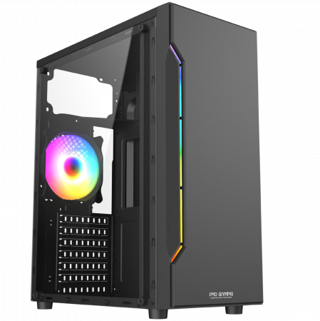 Carcase Gaming - Carcasa ProGaming Cyber cu sursa 650W Bronze, Middle Tower, ATX, 1 Ventilator ARGB, Negru