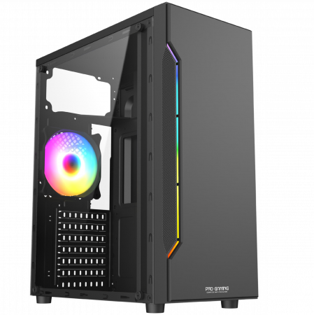 Carcasa ProGaming Cyber, Middle Tower, ATX, fara Sursa, 1 Ventilator RGG, Negru