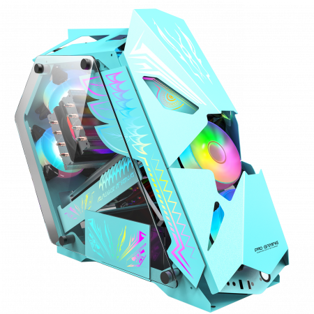 Carcase Gaming - Carcasa ProGaming Hercule cu sursa 650W Bronze, Middle Tower, ATX, 4 Ventilatoare ARGB, Albastru