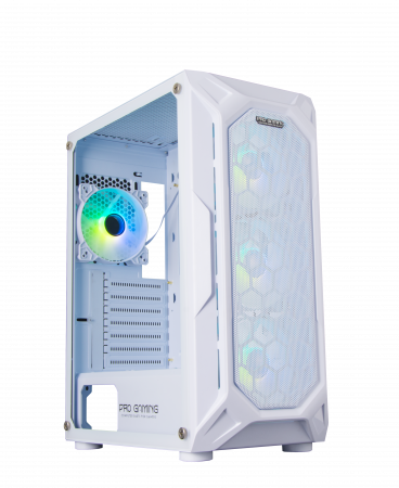 Carcase Gaming - Carcasa ProGaming Hive cu sursa 650W Bronze, Middle Tower, ATX, 4 Ventilatoare ARGB, Alb