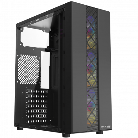 Carcasa ProGaming Jax , Middle Tower, ATX, fara sursa, Atx, 3 Ventilatoare ARGB, Negru