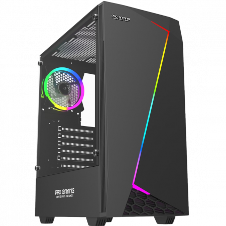 Carcasa ProGaming Samurai V2 , Middle Tower, ATX, Fara Sursa, 1 Ventilator RGB, Negru