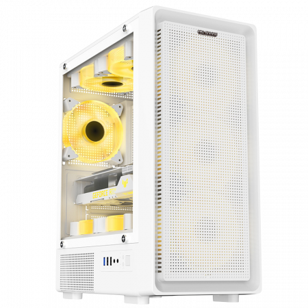 Carcase Gaming - Carcasa ProGaming Vision cu sursa 650W Bronze, Middle Tower, M-ATX, 4 Ventilatoare RGB, Alb