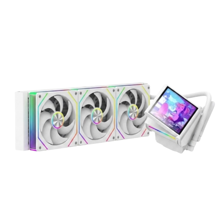 Componente Gaming - Cooler CPU AIO ProGaming Glacier View 360, Display LCD 4.0 inch, 360mm, 3 Ventilatoare ARGB, 400W, Alb