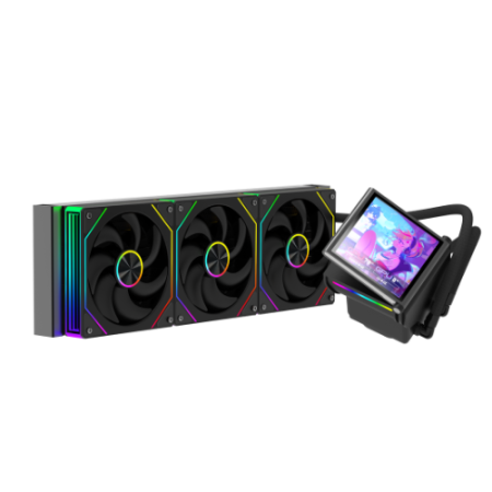 Componente Gaming - Cooler CPU AIO ProGaming Glacier View 360, Display LCD 4.0 inch, 360mm, 3 Ventilatoare ARGB, 400W, Negru