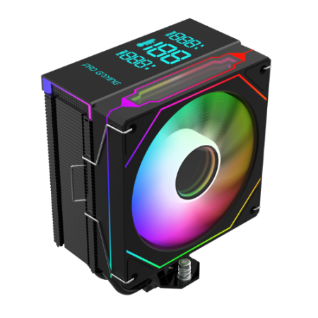 Componente Gaming - Cooler CPU ProGaming ThermoGuard DTX, 5 heatpipes, Display temperatura CPU, Ventilator 120mm ARGB,PWM,360W, Negru