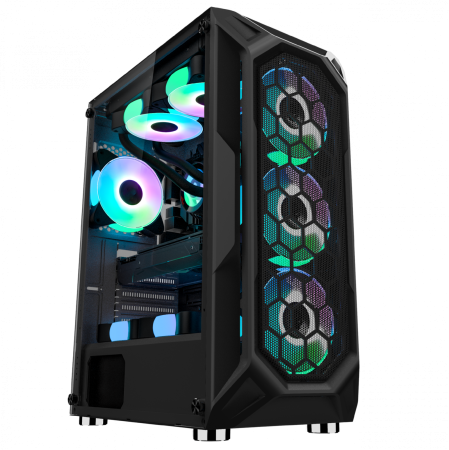 Calculatoare gaming - Sistem Desktop PC Gaming Hive Black Intel Core i5-12400, 32GB DDR4, 1TB SSD, Placă Video Vega 56 8GB, Wi-Fi 6, Windows 11