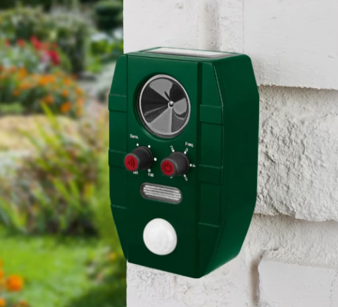 Dispozitiv solar cu ultrasunete pentru alungare rozatoare, caini, pisici, pasari - acumulator Li-ion, senzor miscarea cu raza actiune-8 metri [2]