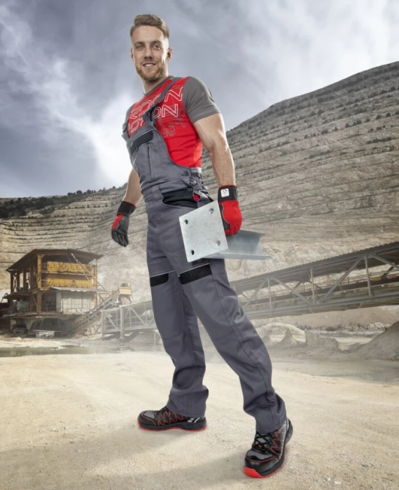 Pantaloni cu bretele ARDON-COOL TREND gri-negru [2]