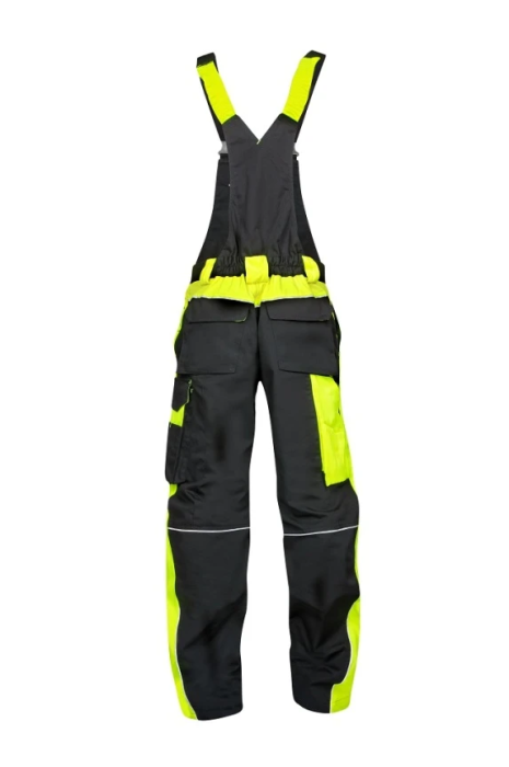 Pantaloni de lucru cu pieptar NEON - negru/galben [3]