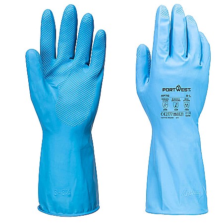 Manusi industria alimentara - FD Chemical B Latex Light Gauntlet (Pk12), PORTWEST AP76BLU
