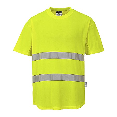 Tricouri si camasi - Tricou cu inserție de plasă contrastantă Hi-Vis S/S , PORTWEST C394YER
