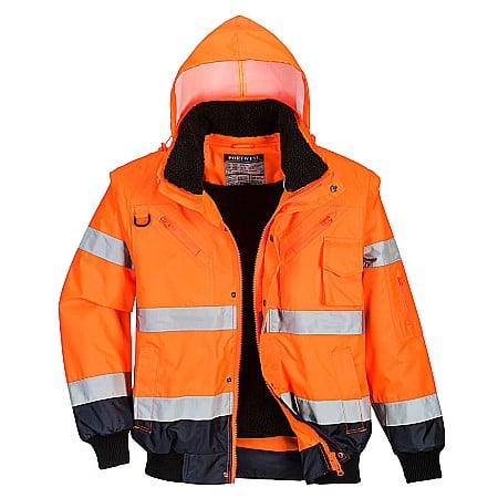 Jachete reflectorizante - Jachetă Bomber 3 în 1 cu contrast Hi-Vis , PORTWEST C465ONR