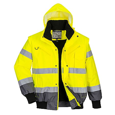 Jachete reflectorizante - Jachetă Bomber 3 în 1 cu contrast Hi-Vis , PORTWEST C465YGY