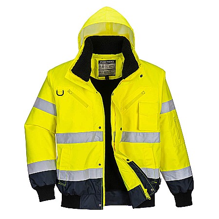 Jachete reflectorizante - Jachetă Bomber 3 în 1 cu contrast Hi-Vis , PORTWEST C465YNR
