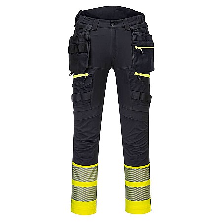 Pantaloni si salopete cu pieptar - DX4 Pantaloni cu Buzunare Holster Detasabile Hi Vis Clasa 1, PORTWEST DX445YBR