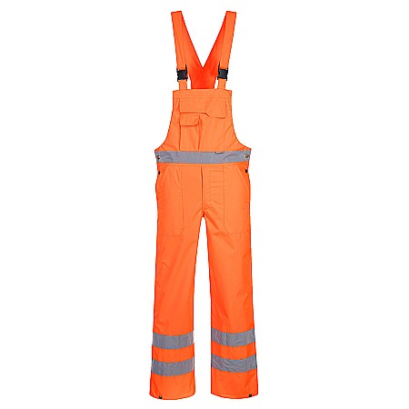 Costume de lucru si combinezoane - Pantaloni cu pieptar Hi-Vis- necaptusiti, PORTWEST S388ORR