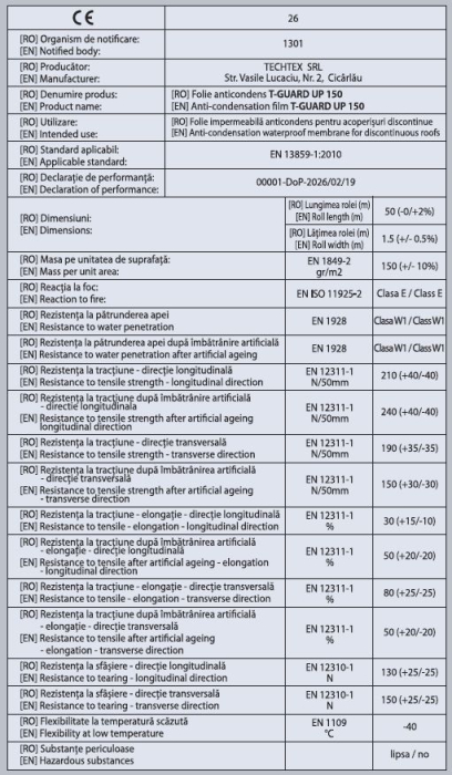 Membrana anticondens pentru acoperis T-Guard 150 [2]