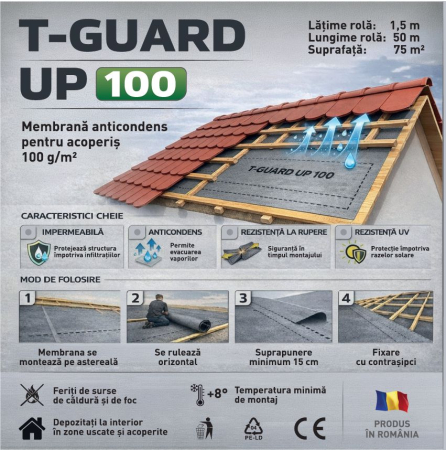 Folie anticondens - Membrana anticondens pentru acoperis T-Guard 100